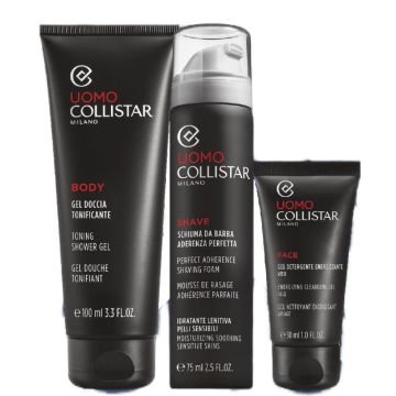 Cofanetto 1 schiuma da barba 75 ml + 1 detergente viso energizzante 30 ml + 1 gel doccia tonificante 100 ml