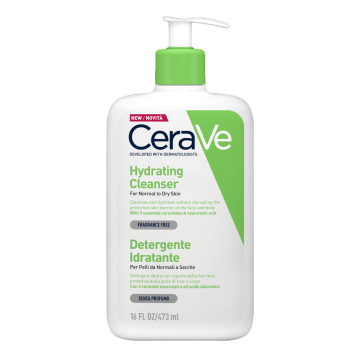 CeraVe Detergente Idratante Viso Pelle da Normale a Secca, con acido ialuronico e ceramidi 473 ml