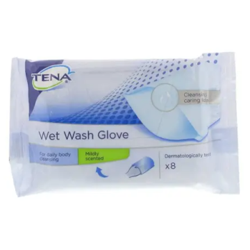 Tena Wet Wash Glove Guanti Per La Pulizia Quotidiana Del Corpo 8 Pezzi