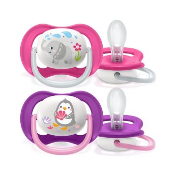 Avent ultra air animals succhietto elefant/penguin femmina 6-18 mesi 2 pezzi