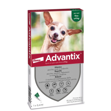 Advantix Spot-On Cani Fino A 4 Kg 1 Pipetta Monodose 0,4 Ml