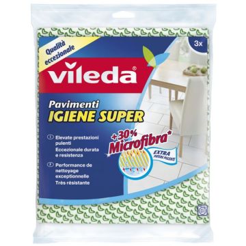 VILEDA - Pavimenti Igiene Super - 3 Panni Per Pavimenti 50x45 Cm
