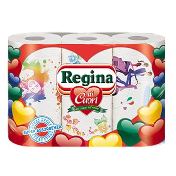 REGINA - Di Cuori - Carta Cucina Super Assorbente 3 Rotoli