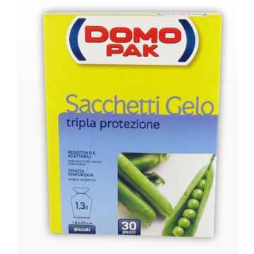 DOMOPAK - Sacchetti Gelo Tripla Protezione - 30 Sacchetti Piccoli Per Alimenti Da 18 Cm X 25 Cm