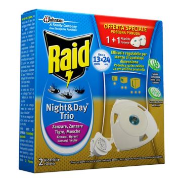RAID - Night & Day - Trio Protezione Contro Gli Insetti Doppia Ricarica