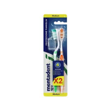 MENTADENT SPAZZOLINO PLUS ANTIPLACCA 2PEZZI