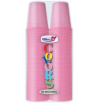 DOPLA BICCHIERI 200CC 100PEZZI  ROSA