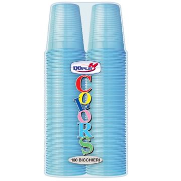 DOPLA BICCHIERI 200CC 100PEZZI  AZZURRI