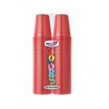 DOPLA BICCHIERI 200CC 100PEZZI  ROSSI
