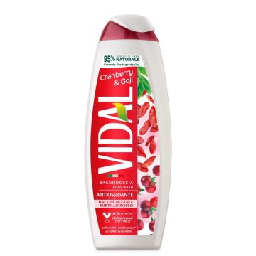 VIDAL - Cranberry & Goji - Bagnodoccia Antiossidante - Bacche di Goji e Mirtillo Rosso 500 ml