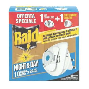 RAID - Night & Day Zanzare Comuni E Tigre 1 Diffusore 1 Ricarica