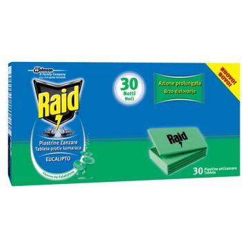 RAID - 30 Piastrine - Zanzare All'Aroma Di Eucalipto