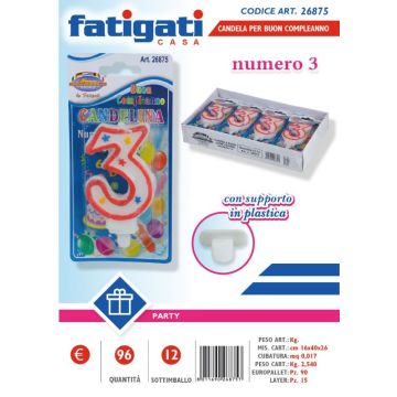 FATIGATI CANDELINE COMPLEANNO NUMERO 3