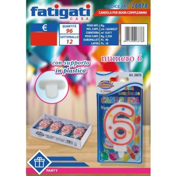 FATIGATI CANDELINE COMPLEANNO NUMERO 6