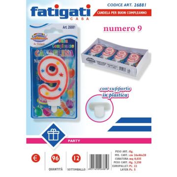 FATIGATI CANDELINE COMPLEANNO NUMERO 9
