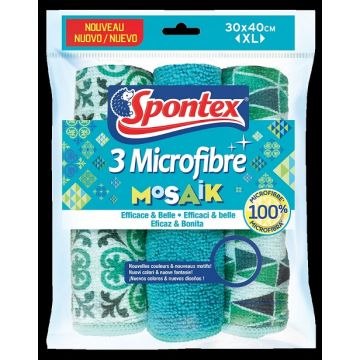 SPONTEX - Microfibre Mosaik - 3 Panni In Microfibra