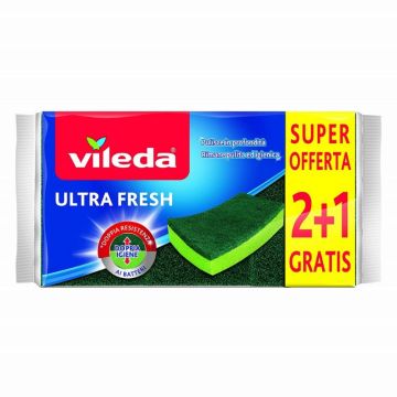 VILEDA - Ultra Fresh - 3 Spugne Abrasive Da Cucina