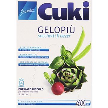 CUKI - Gelopiù - 40 Sacchetti Freezer Formato Piccolissimo 17x22 Cm