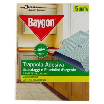 BAYGON - 5 Trappole Adesive Scarafaggi Protezione Cucina