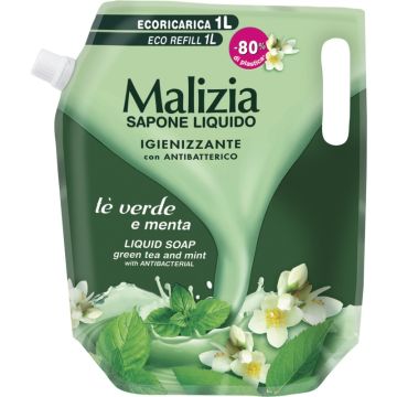 MALIZIA - Tè verde e menta - ecoricarica sapone igienizzante 1 l