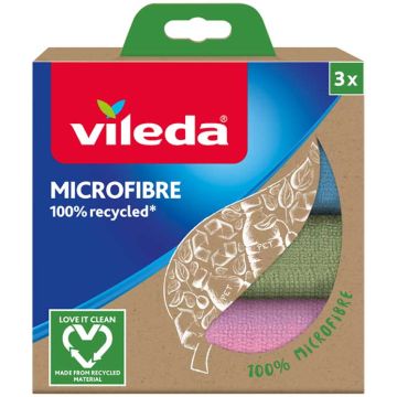 VILEDA - Microfibre 100% Recycled - 3 Panni In Microfibra