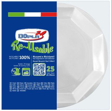 DOPLA PIATTO PIZZA RIUTILIZZ 6PEZZI  BIANCHI