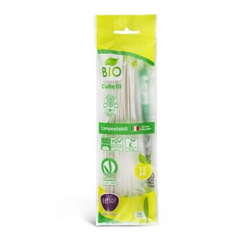 CLENDY - 12 Coltelli Compostabili Bianchi