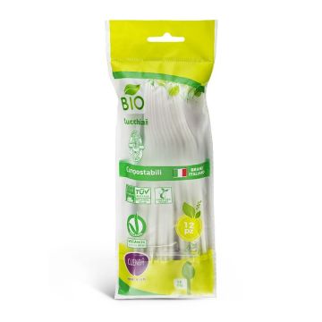 CLENDY - 12 Cucchiai Compostabili Bianchi