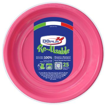 DOPLA PIATTI PIANI 25PEZZI  FUCSIA