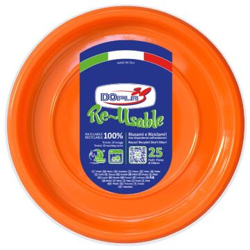 DOPLA - Re-Usable - 25 Piatti Piani Riutilizzabili - Arancione