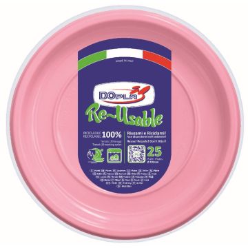 DOPLA PIATTI PIANI 25PEZZI  ROSA
