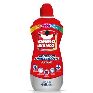 OMINO BIANCO - Additivo Smacchiante 5 Azioni Liquido Per Il Bucato 900 Ml