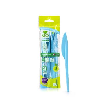CLENDY - 12 Coltelli Compostabili Azzurri