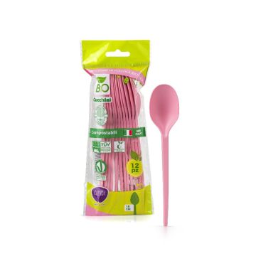 CLENDY - Bio - 12 Cucchiai Compostabili - Rosa