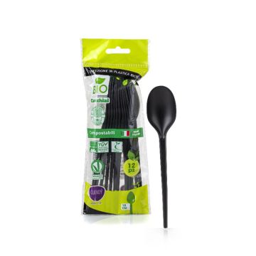 CLENDY - Bio - 12 Cucchiai Compostabili - Neri