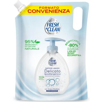 FRESH & CLEAN - Delicato - Sapone liquido con acqua micellare Eco Ricarica 1 L