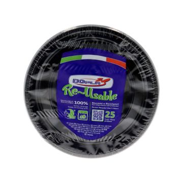 DOPLA PIATTI PIANI 25PEZZI  NERI