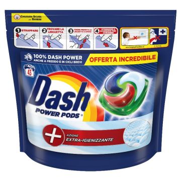 DASH - Power Pods Azione Extra-Igienizzante - Detersivo Per Bucato 43 Pods