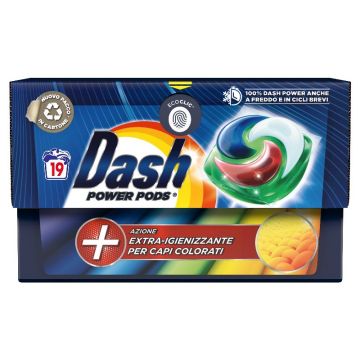 DASH - Power Pods Azione Extra-Igienizzante Per Capi Colorati - Detersivo Per Bucato 19 Pods
