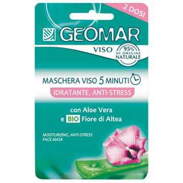 Geomar - maschera viso 5 minuti - idratanti antistress con fiore di altea biologico e aloe vera 2 dosi 15 ml