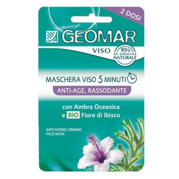 Geomar - maschera viso 5 minuti anti age rassodante con fiore di ibisco biologico e ambra oceanica 2 dosi 15 ml