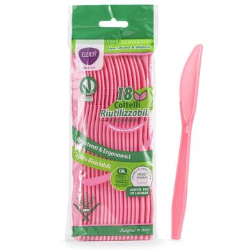 CLENDY COLTELLI 18PEZZI  RIUTILIZZABILI ROSA