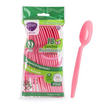 CLENDY CUCCHIAI 18PEZZI  RIUTILIZZABILI ROSA