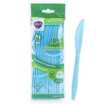 CLENDY COLTELLI 18PEZZI  RIUTILIZZABILI AZZURRI