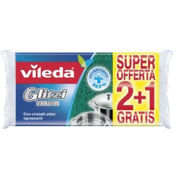 VILEDA - Glitzi Crystal Spugna Da Cucina - Confezione Da 3 Pezzi