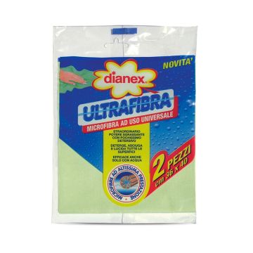 DIANEX - Ultrafibra Panno Microfibra Ad Uso Universale 1 Confezione 2 Pezzi 36 X 40 Cm
