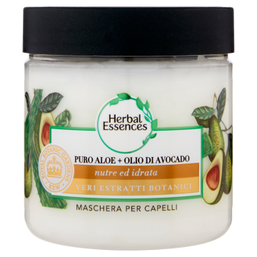 HERBAL ESSENCES - Puro Aloe + Olio Di Avocado - Maschera senza solfati per capelli secchi 250 ml