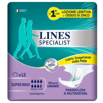 Lines Specialist Unisex Pannoloni A Mutandina Tg. L Super Maxi 12+2 Pezzi