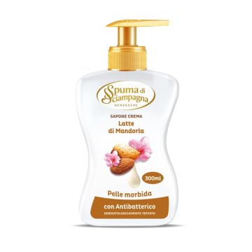 SPUMA DI SCIAMPAGNA - Sapone Crema Idratante Latte di Mandorla e Burro di Karitè 300 ml