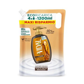 VIDAL - Argan Oil - Sapone Liquido Olio di argan biologico - Ricarica da 1,2 L